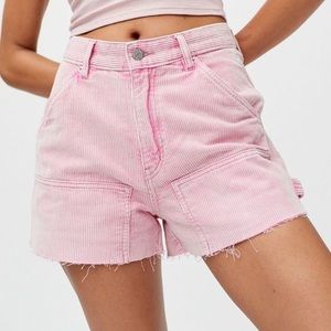 UO BDG Corduroy High Rise Carpenter Pink Shorts